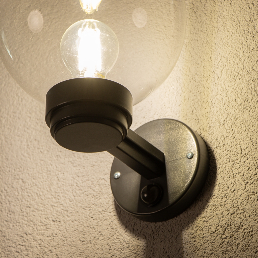 Brilagi - Venkovní nástěnné svítidlo se senzorem pohybu HARBOR 1xE27/40W/230V IP33 černá/čirá