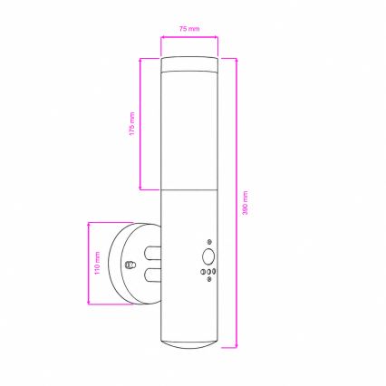 BRILAGI - Venkovní nástěnná lampa se senzorem ELIA 1xE27/20W/230V IP44 matný chrom