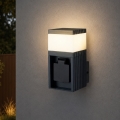 BRILAGI - Venkovní nástěnná lampa se zásuvkou SCHUKO PILLAR 1xG9/11W/230V IP44 antracit
