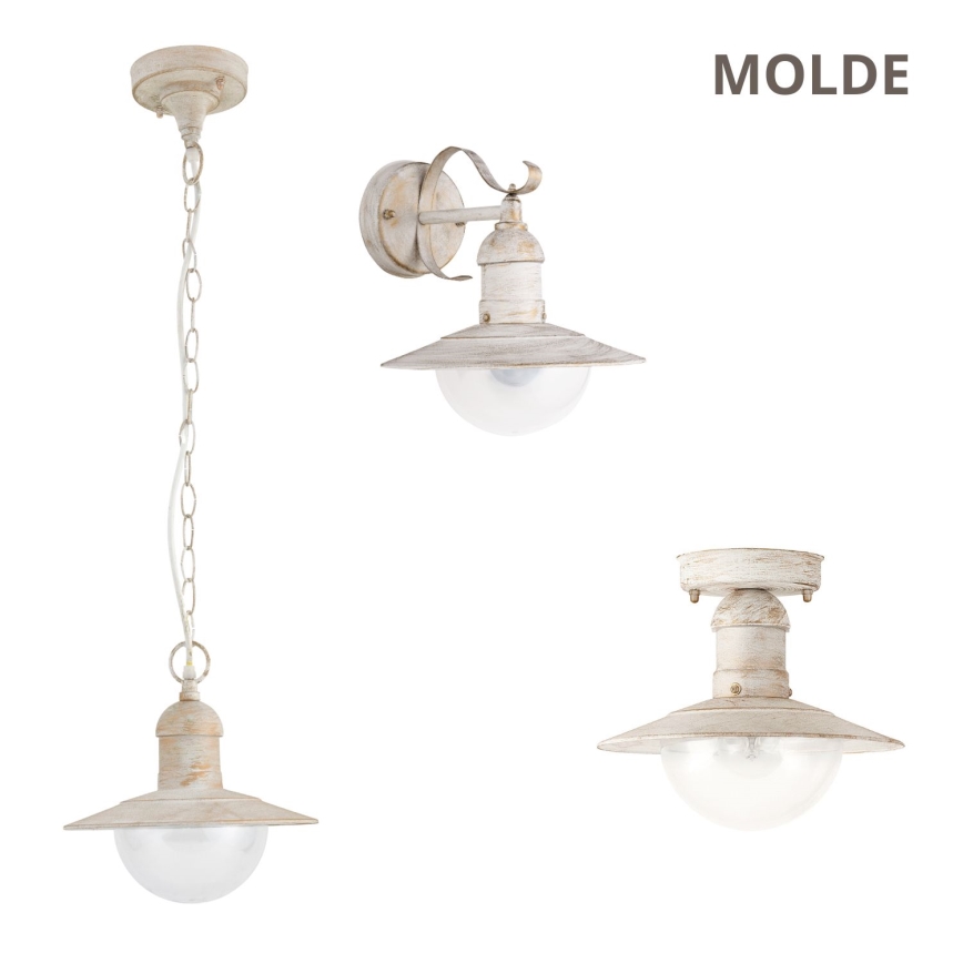 Brilagi - Venkovní nástěnné svítidlo MOLDE 1xE27/60W/230V IP44 bílá/patina