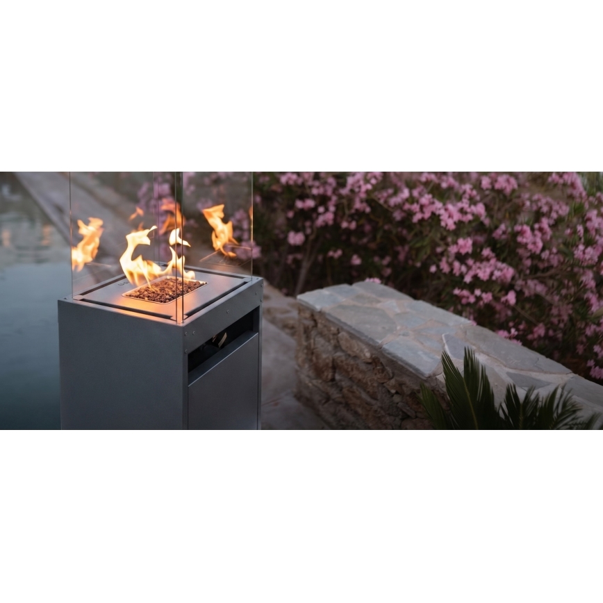 Brilagi - Venkovní plynový krb FLARO GAS 142x36 cm 8kW 1xAAA antracit + ochranný kryt