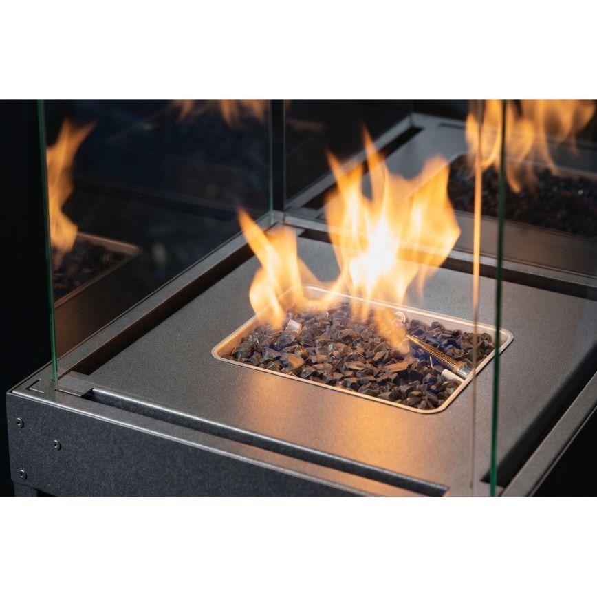 Brilagi - Venkovní plynový krb FLARO GAS 142x36 cm 8kW 1xAAA antracit + ochranný kryt