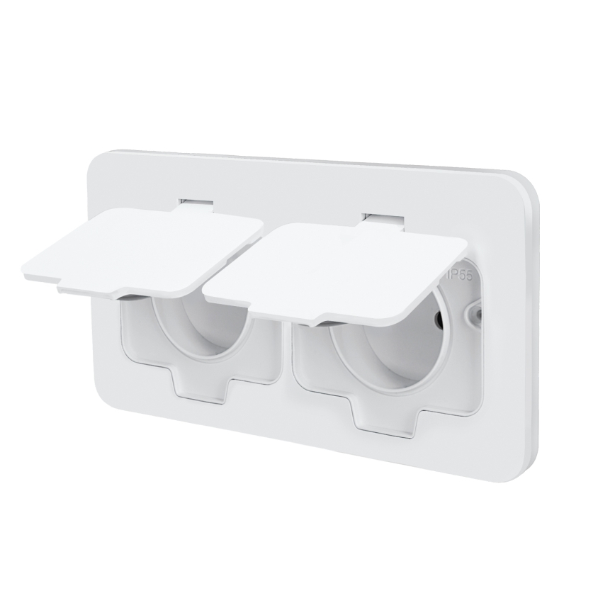 Brilagi - Venkovní vestavná podlahová dvojzásuvka IP55 bílá obdélníkový