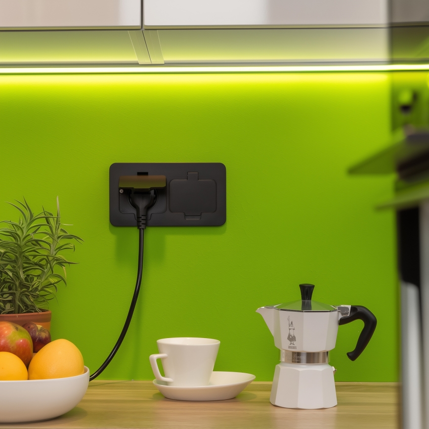 Brilagi - Venkovní vestavná podlahová dvojzásuvka IP55 černá obdélníkový