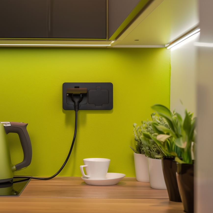 Brilagi - Venkovní vestavná podlahová dvojzásuvka IP55 černá obdélníkový