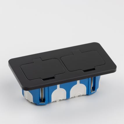 Brilagi - Venkovní vestavná podlahová dvojzásuvka IP55 černá obdélníkový