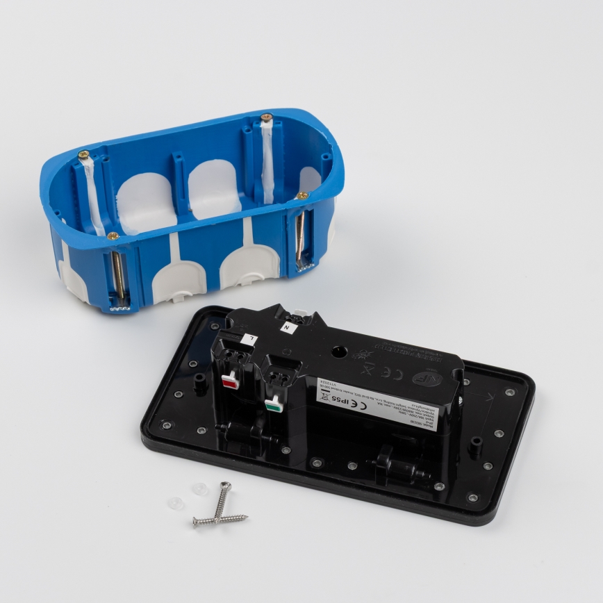 Brilagi - Venkovní vestavná podlahová dvojzásuvka IP55 černá obdélníkový