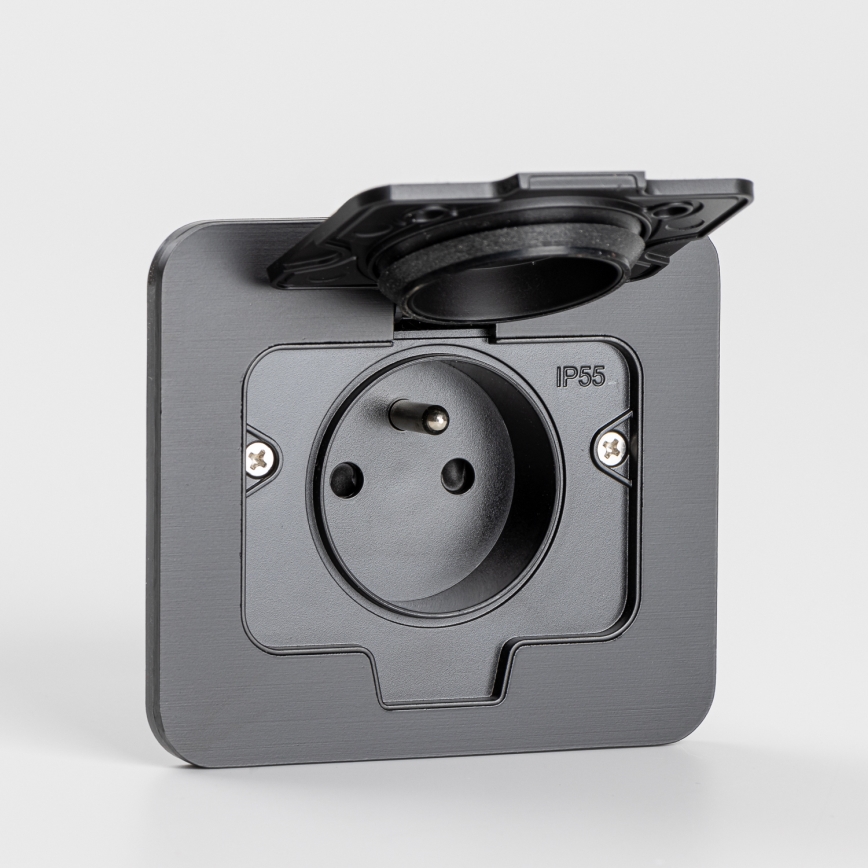 Brilagi - Venkovní vestavná podlahová zásuvka IP55 černá obdélníkový