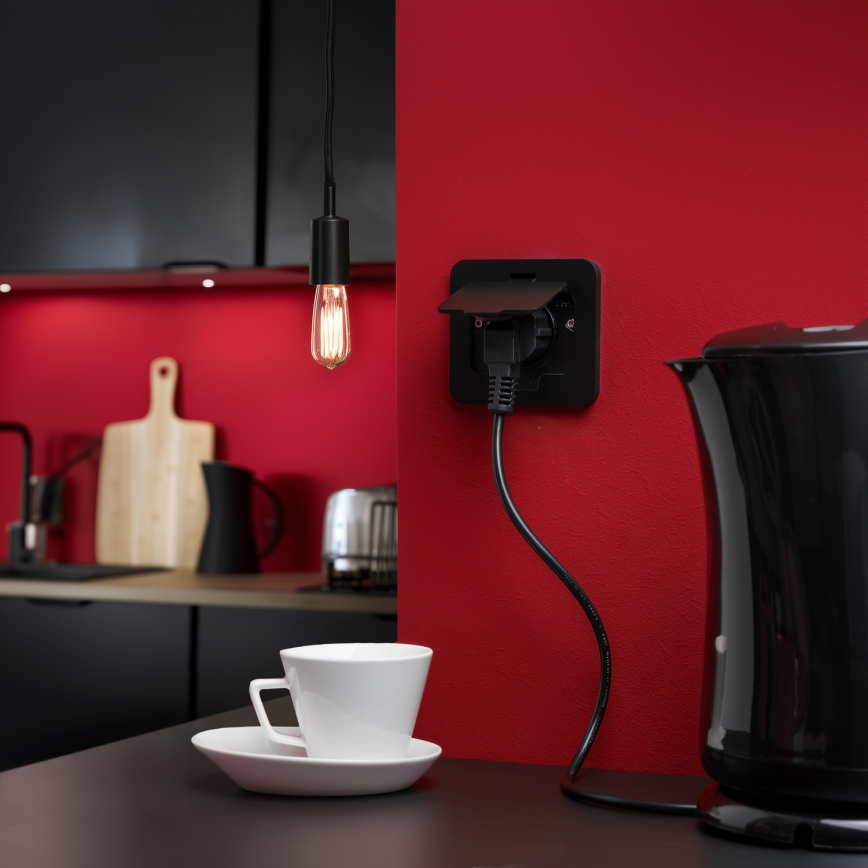 Brilagi - Venkovní vestavná podlahová zásuvka IP55 černá obdélníkový