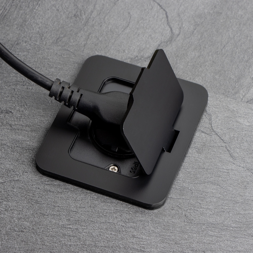 Brilagi - Venkovní vestavná podlahová zásuvka IP55 černá obdélníkový