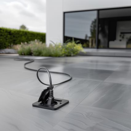 Brilagi - Venkovní vestavná podlahová zásuvka IP55 černá obdélníkový