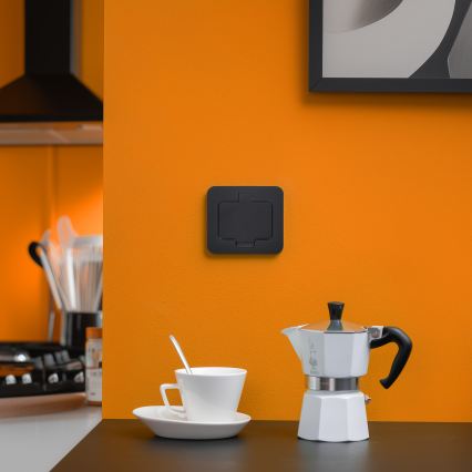 Brilagi - Venkovní vestavná podlahová zásuvka IP55 černá obdélníkový