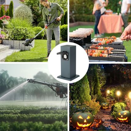 Brilagi - Venkovní zásuvkový sloupek PILLAR 1Z SCHUKO 230V IP44 antracit