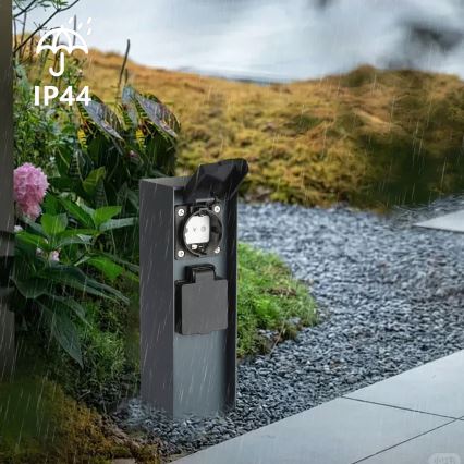 Brilagi - Venkovní zásuvkový sloupek PILLAR 2Z SCHUKO 230V IP44 antracit