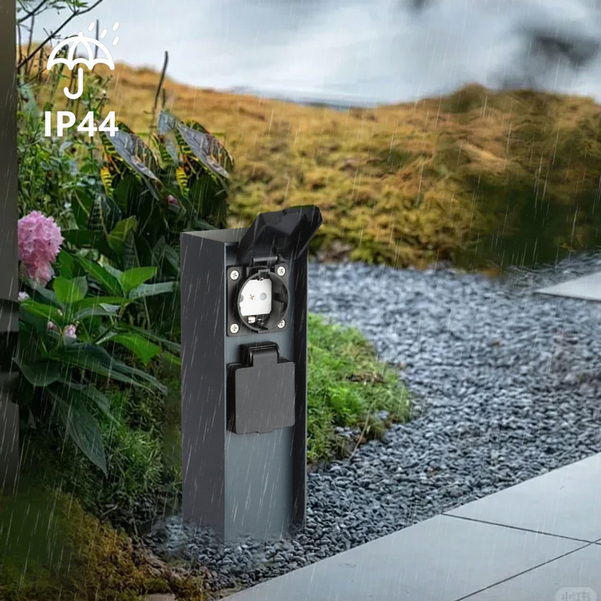 Brilagi - Venkovní zásuvkový sloupek PILLAR 2Z SCHUKO 230V IP44 antracit