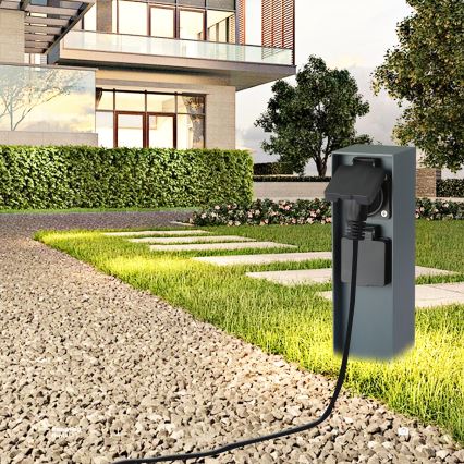 Brilagi - Venkovní zásuvkový sloupek PILLAR 2Z SCHUKO 230V IP44 antracit