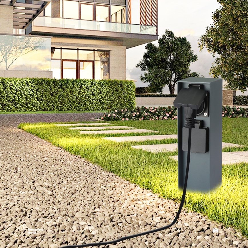Brilagi - Venkovní zásuvkový sloupek PILLAR 2Z SCHUKO 230V IP44 antracit