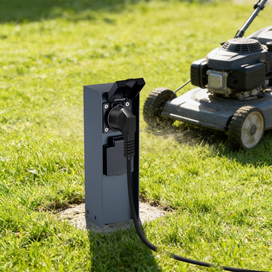 Brilagi - Venkovní zásuvkový sloupek PILLAR 2Z SCHUKO 230V IP44 antracit