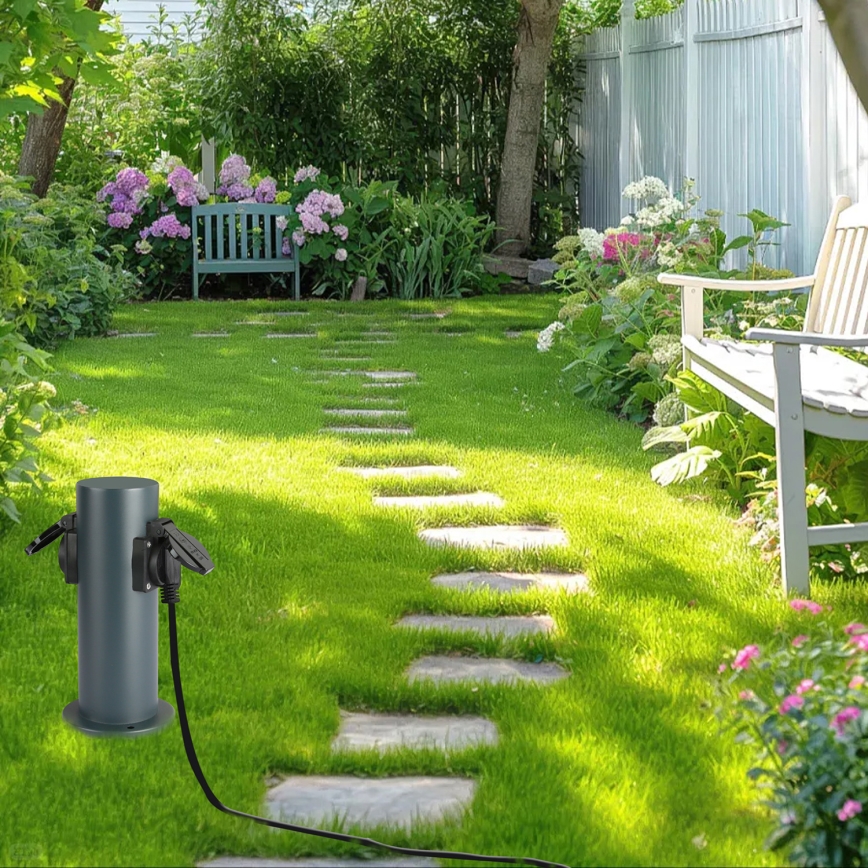 Brilagi - Venkovní zásuvkový sloupek PILLAR 2Z SCHUKO 230V IP44 antracit