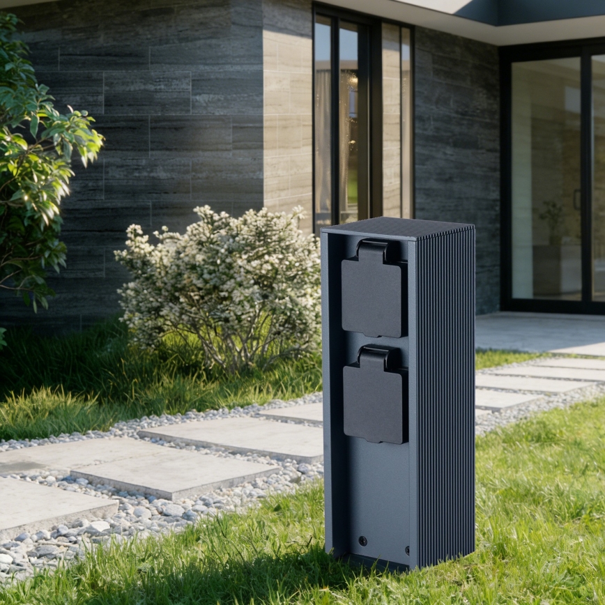 Brilagi - Venkovní zásuvkový sloupek PILLAR 2Z SCHUKO 230V IP44 antracit