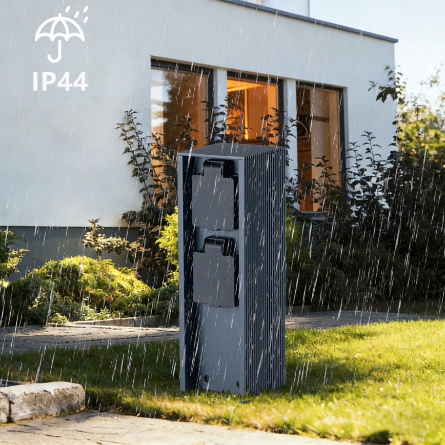 Brilagi - Venkovní zásuvkový sloupek PILLAR 2Z SCHUKO 230V IP44 antracit