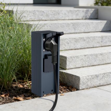 Brilagi - Venkovní zásuvkový sloupek PILLAR 2Z SCHUKO 230V IP44 antracit