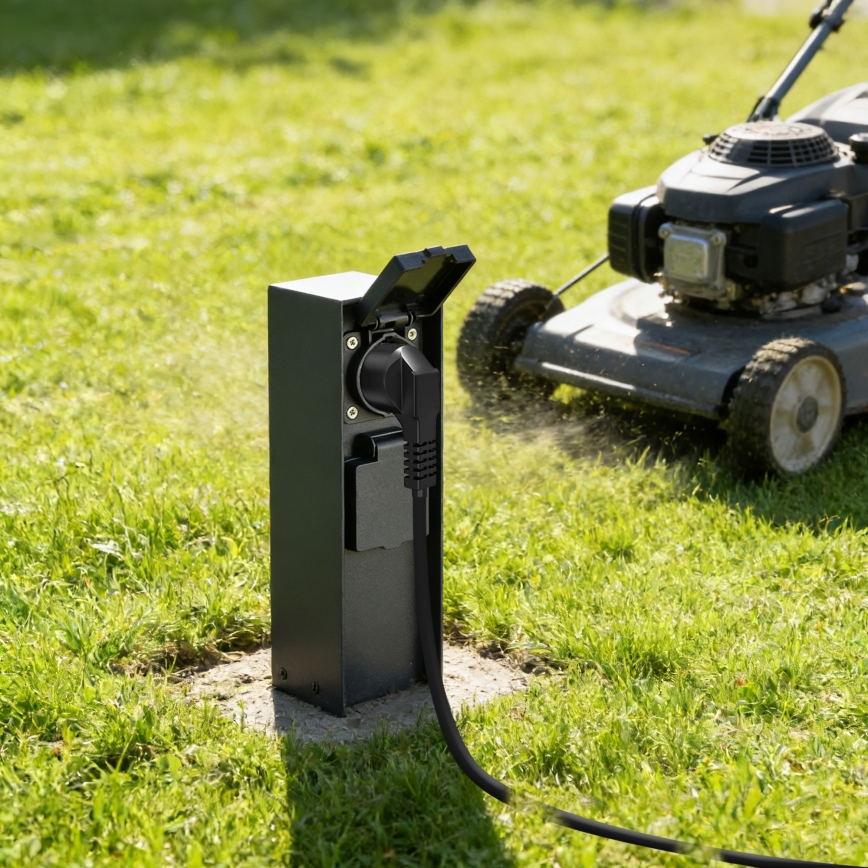 BRILAGI - Venkovní zásuvkový sloupek PILLAR 2Z SCHUKO 230V IP44 černá