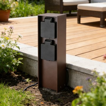 Brilagi - Venkovní zásuvkový sloupek PILLAR 2Z SCHUKO 230V IP44 hnědá