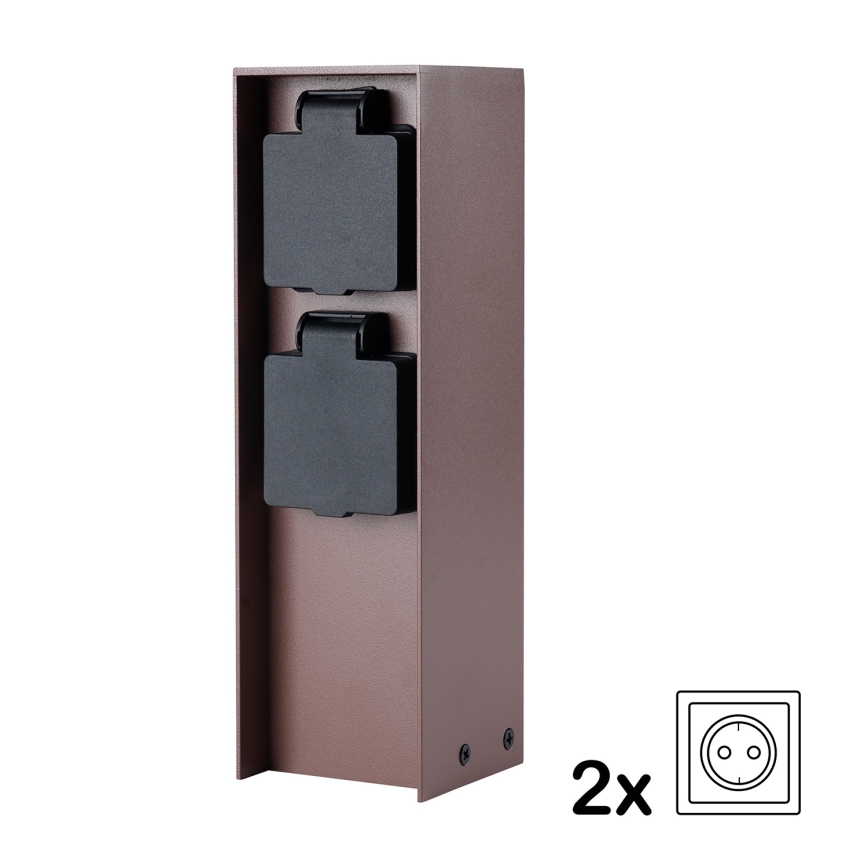 Brilagi - Venkovní zásuvkový sloupek PILLAR 2Z SCHUKO 230V IP44 hnědá