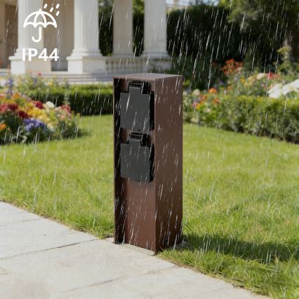 Brilagi - Venkovní zásuvkový sloupek PILLAR 2Z SCHUKO 230V IP44 hnědá