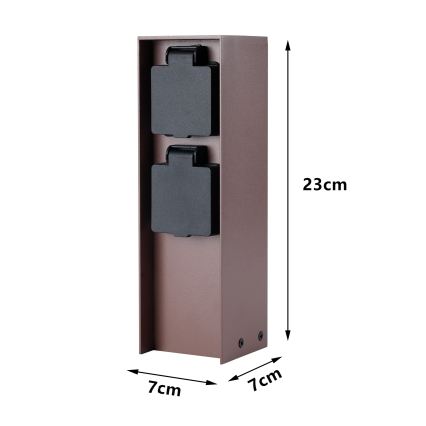Brilagi - Venkovní zásuvkový sloupek PILLAR 2Z SCHUKO 230V IP44 hnědá