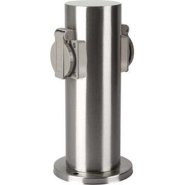 Brilagi - Venkovní zásuvkový sloupek PILLAR 2Z SCHUKO 230V IP44 matný chrom