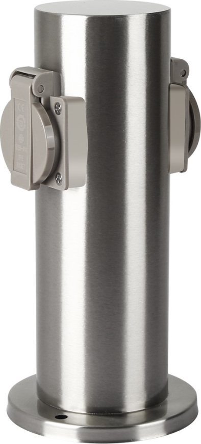 Brilagi - Venkovní zásuvkový sloupek PILLAR 2Z SCHUKO 230V IP44 matný chrom