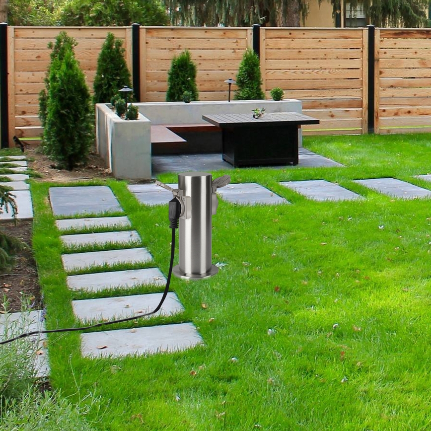 Brilagi - Venkovní zásuvkový sloupek PILLAR 2Z SCHUKO 230V IP44 matný chrom