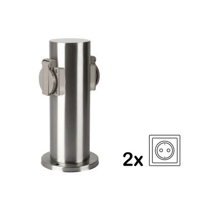Brilagi - Venkovní zásuvkový sloupek PILLAR 2Z SCHUKO 230V IP44 matný chrom