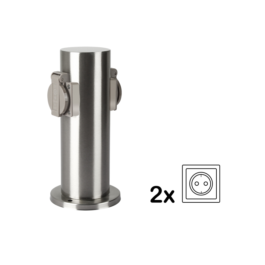 Brilagi - Venkovní zásuvkový sloupek PILLAR 2Z SCHUKO 230V IP44 matný chrom