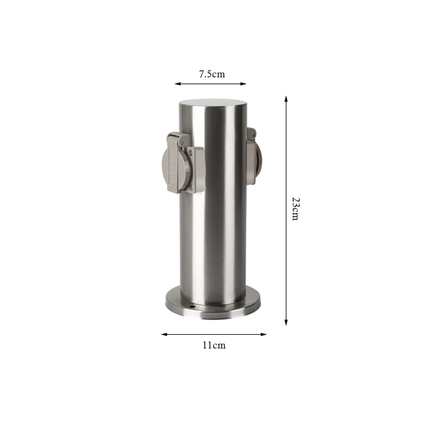 Brilagi - Venkovní zásuvkový sloupek PILLAR 2Z SCHUKO 230V IP44 matný chrom