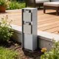 Brilagi - Venkovní zásuvkový sloupek PILLAR 2Z SCHUKO 230V IP44 stříbrná