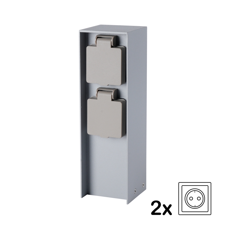 Brilagi - Venkovní zásuvkový sloupek PILLAR 2Z SCHUKO 230V IP44 stříbrná