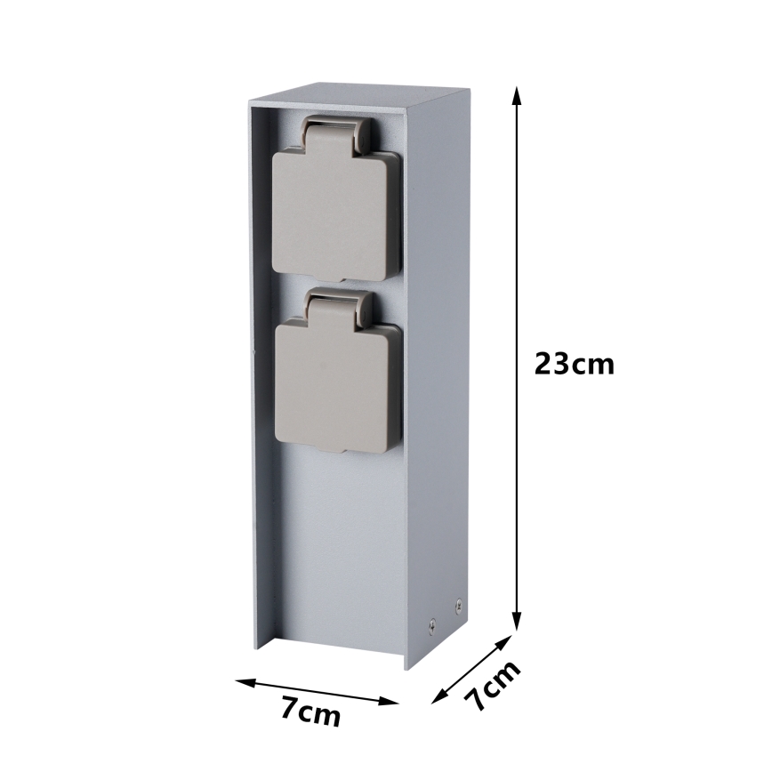 Brilagi - Venkovní zásuvkový sloupek PILLAR 2Z SCHUKO 230V IP44 stříbrná