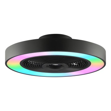 Brilliant - LED RGBW Stmívatelné stropní svítidlo s ventilátorem CATANIA LED/37W/230V 2700-6500K pr. 48,6 cm černá + dálkové ovládání