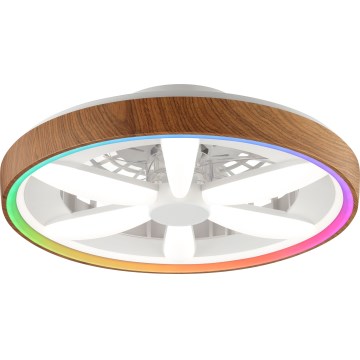Brilliant - LED RGBW Stmívatelný stropní ventilátor GAIANO LED/24W/230V 2700-6500K pr. 48 cm hnědá + dálkové ovládání