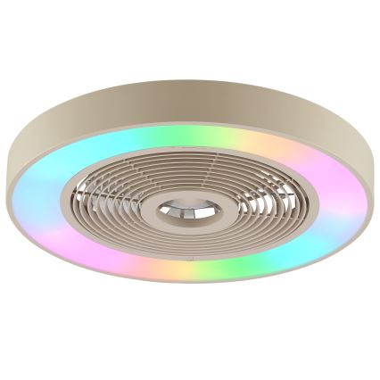 Brilliant - LED RGBW Stmívatelné stropní svítidlo s ventilátorem CATANIA LED/37W/230V 2700-6500K pr. 48,6 cm béžová + dálkové ovládání