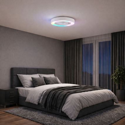 Brilliant - LED RGBW Stmívatelné stropní svítidlo s ventilátorem CATANIA LED/37W/230V 2700-6500K pr. 48,6 cm bílá + dálkové ovládání