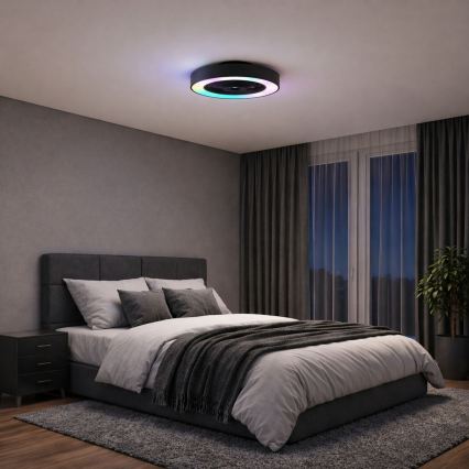 Brilliant - LED RGBW Stmívatelné stropní svítidlo s ventilátorem CATANIA LED/37W/230V 2700-6500K pr. 48,6 cm černá + dálkové ovládání