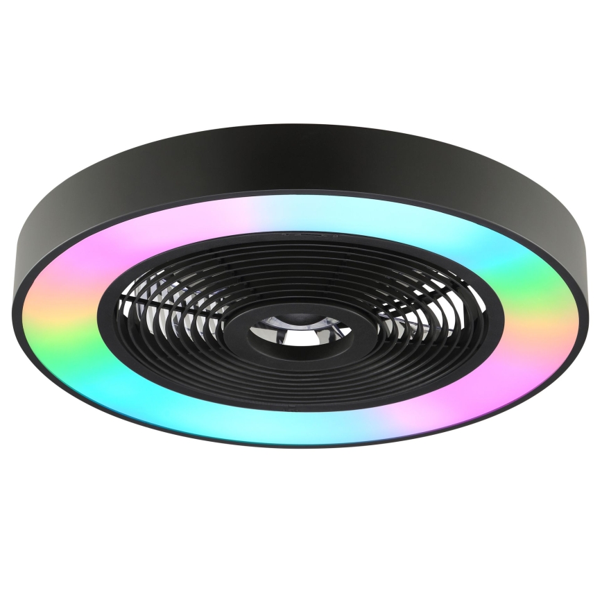 Brilliant - LED RGBW Stmívatelné stropní svítidlo s ventilátorem CATANIA LED/37W/230V 2700-6500K pr. 48,6 cm černá + dálkové ovládání