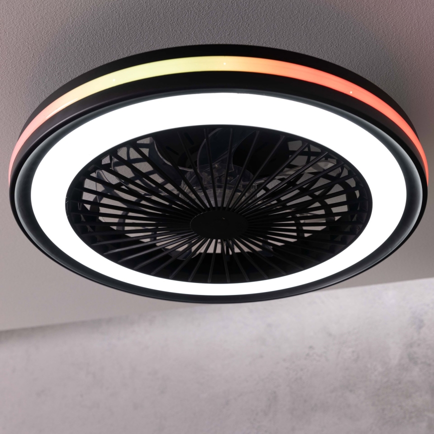 Brilliant - LED RGBW Stmívatelné stropní svítidlo s ventilátorem PALMERO LED/40W/230V 2700-6500K pr. 46,6 cm béžová + dálkové ovládání