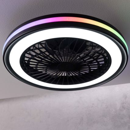 Brilliant - LED RGBW Stmívatelné stropní svítidlo s ventilátorem PALMERO LED/40W/230V 2700-6500K pr. 46,6 cm béžová + dálkové ovládání