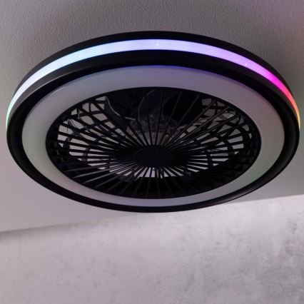 Brilliant - LED RGBW Stmívatelné stropní svítidlo s ventilátorem PALMERO LED/40W/230V 2700-6500K pr. 46,6 cm béžová + dálkové ovládání