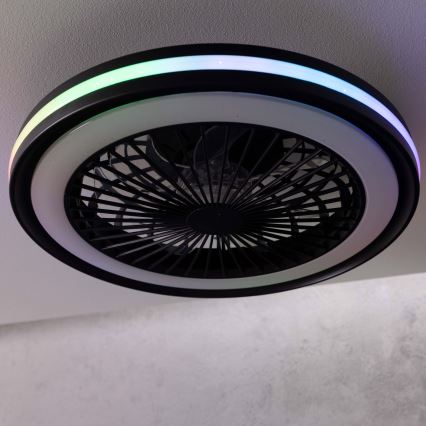 Brilliant - LED RGBW Stmívatelné stropní svítidlo s ventilátorem PALMERO LED/40W/230V 2700-6500K pr. 46,6 cm béžová + dálkové ovládání